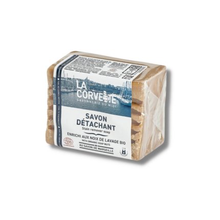 savon détachant bio, noix de lavage, La Corvette, nettoyage écologique, enlever taches, produit naturel, soin du linge, respect environnemental.